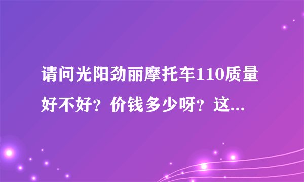 请问光阳劲丽摩托车110质量好不好？价钱多少呀？这个品牌没听说过，但开过几次，觉得很不错哦！
