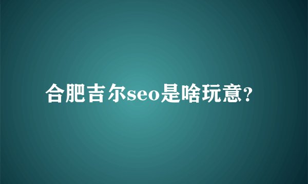 合肥吉尔seo是啥玩意？