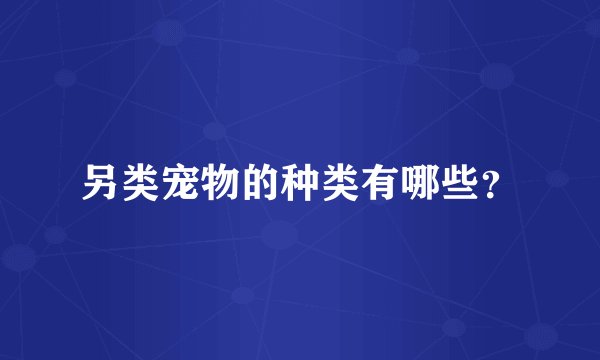另类宠物的种类有哪些？