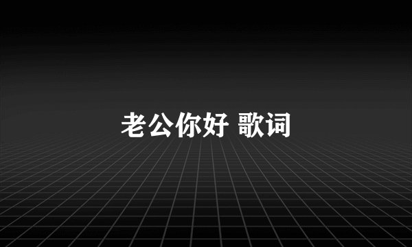 老公你好 歌词