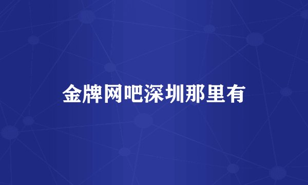 金牌网吧深圳那里有