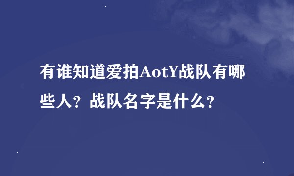 有谁知道爱拍AotY战队有哪些人？战队名字是什么？