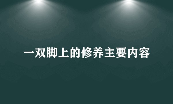 一双脚上的修养主要内容