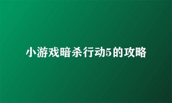 小游戏暗杀行动5的攻略