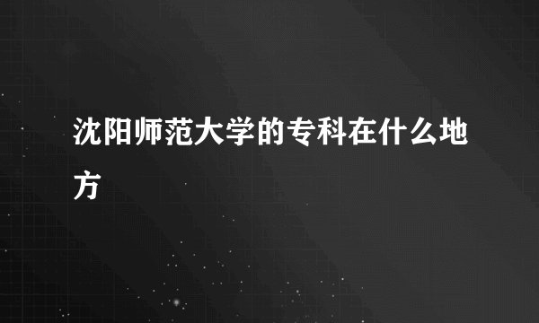 沈阳师范大学的专科在什么地方