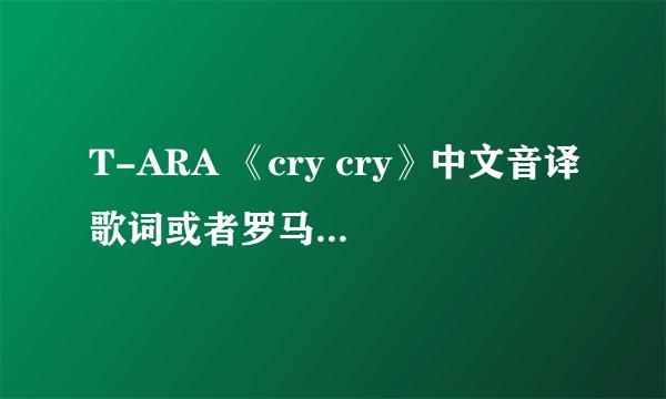 T-ARA 《cry cry》中文音译歌词或者罗马音歌词，谢谢~~