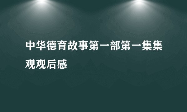 中华德育故事第一部第一集集观观后感