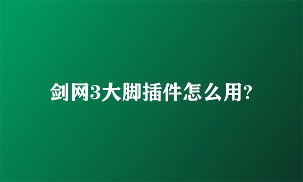 剑网3大脚插件怎么用?