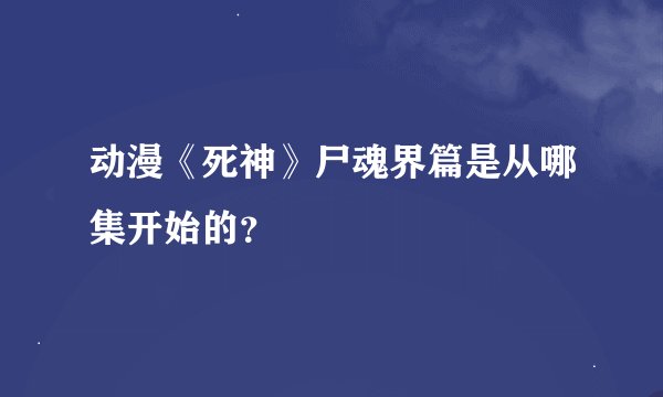 动漫《死神》尸魂界篇是从哪集开始的？