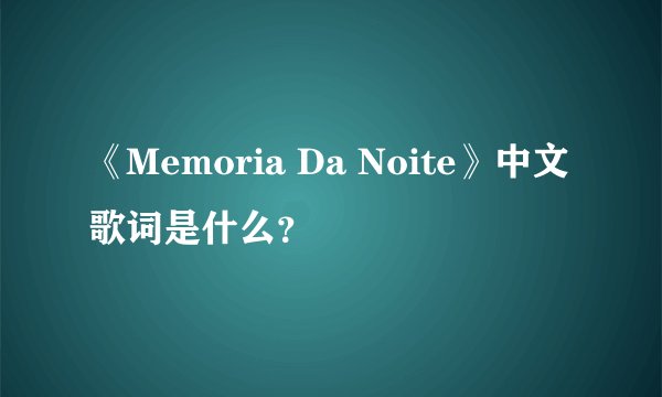 《Memoria Da Noite》中文歌词是什么？