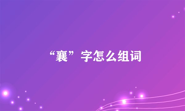 “襄”字怎么组词