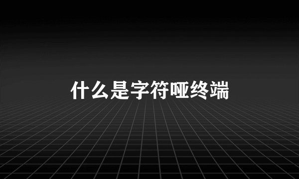 什么是字符哑终端