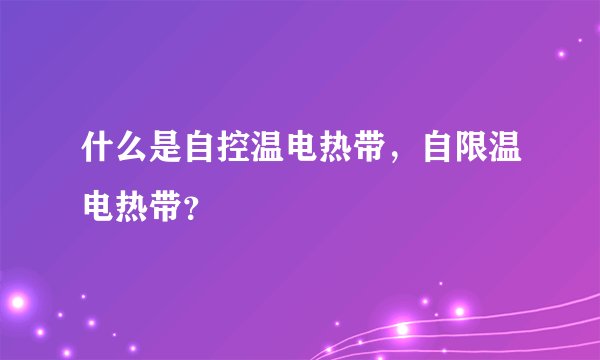 什么是自控温电热带，自限温电热带？