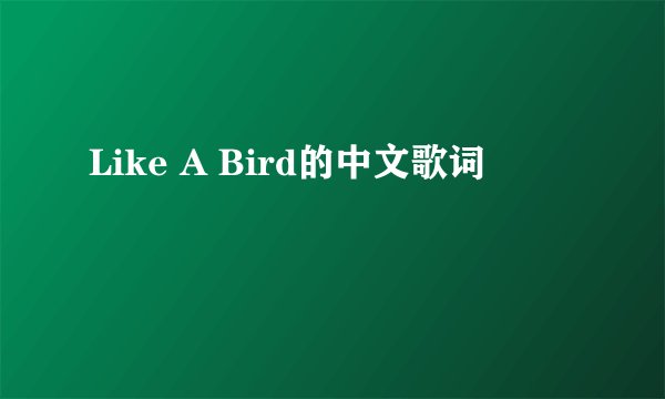 Like A Bird的中文歌词