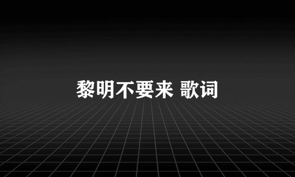 黎明不要来 歌词