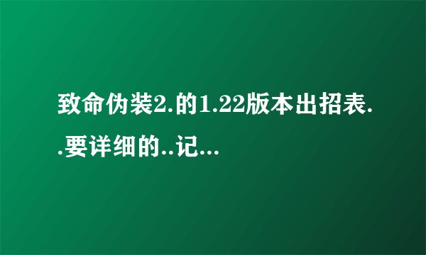 致命伪装2.的1.22版本出招表..要详细的..记住是伪装2不是2.0..