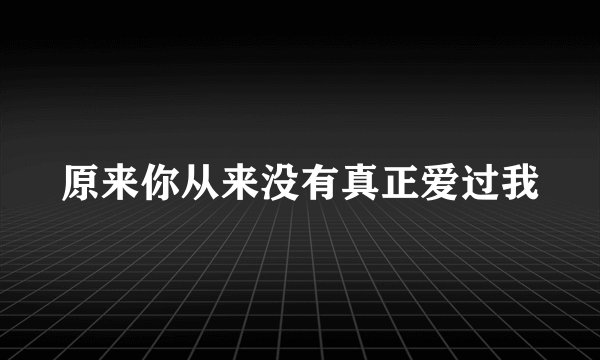 原来你从来没有真正爱过我