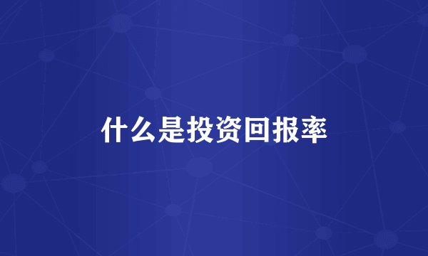 什么是投资回报率