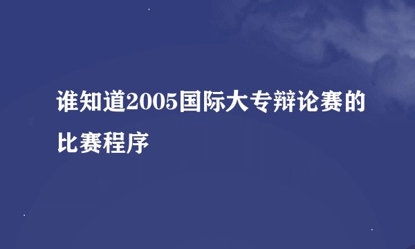 谁知道2005国际大专辩论赛的比赛程序