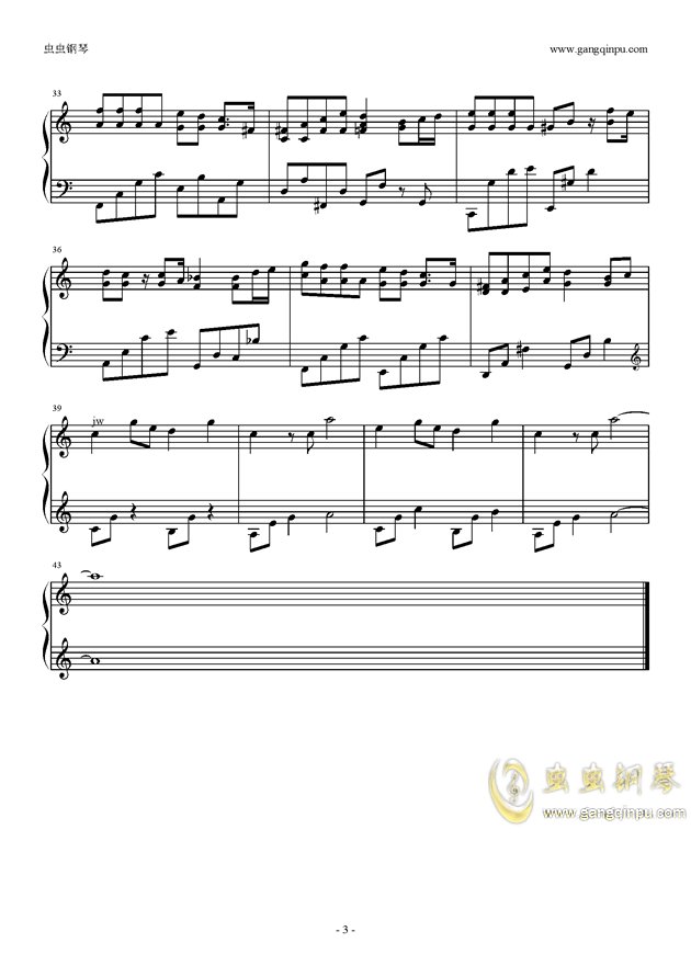 陈学冬 不再见钢琴谱