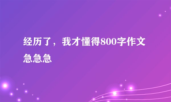 经历了，我才懂得800字作文急急急