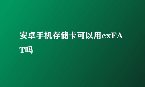 安卓手机存储卡可以用exFAT吗
