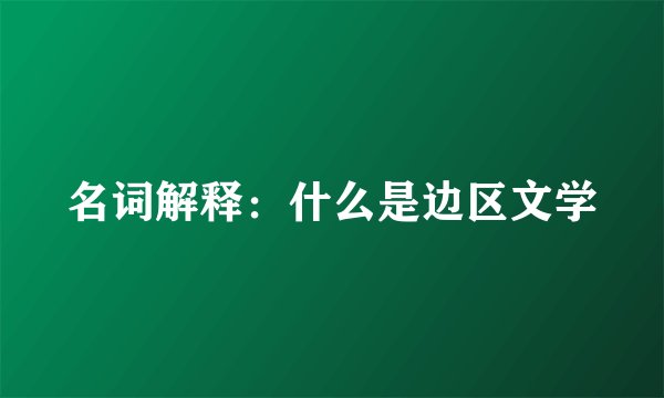 名词解释：什么是边区文学