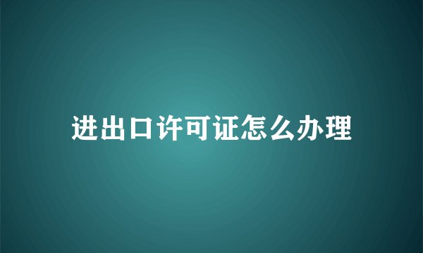 进出口许可证怎么办理