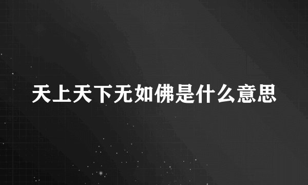 天上天下无如佛是什么意思
