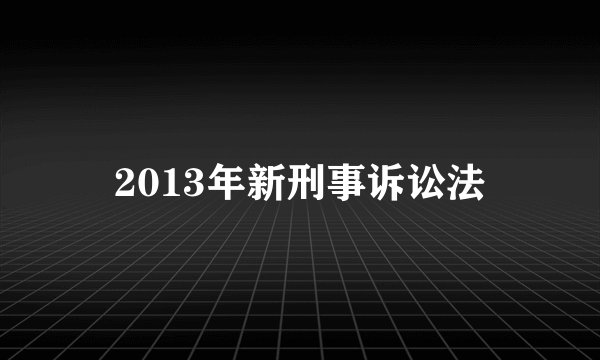 2013年新刑事诉讼法
