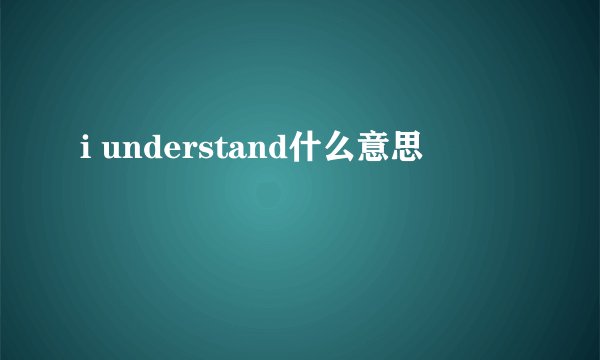 i understand什么意思