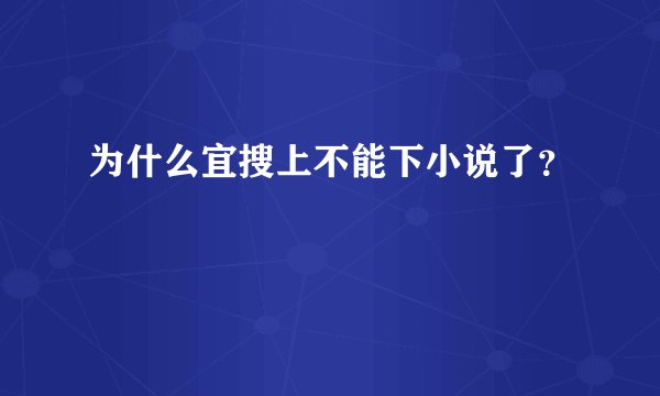 为什么宜搜上不能下小说了？