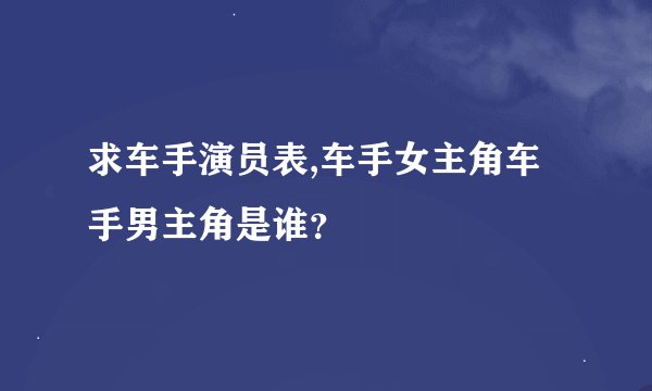 求车手演员表,车手女主角车手男主角是谁？