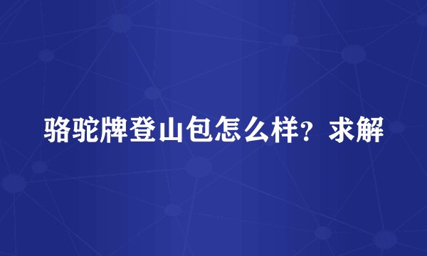 骆驼牌登山包怎么样？求解