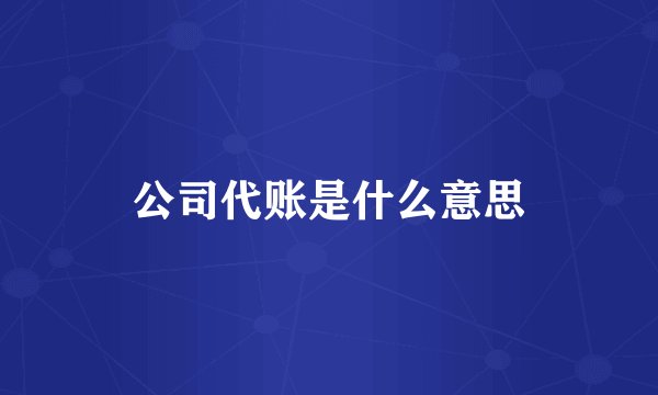 公司代账是什么意思