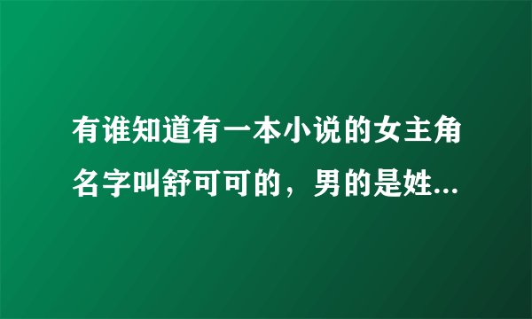 有谁知道有一本小说的女主角名字叫舒可可的，男的是姓单，名好象有个哲，是个总裁。而女主角是一个穷丫头