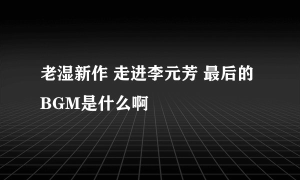 老湿新作 走进李元芳 最后的BGM是什么啊