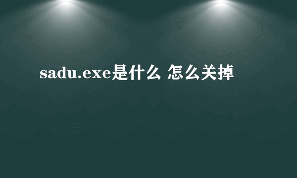 sadu.exe是什么 怎么关掉