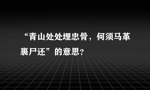 “青山处处埋忠骨，何须马革裹尸还”的意思？