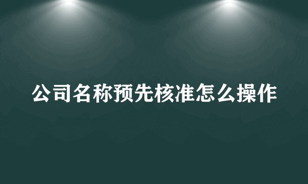 公司名称预先核准怎么操作
