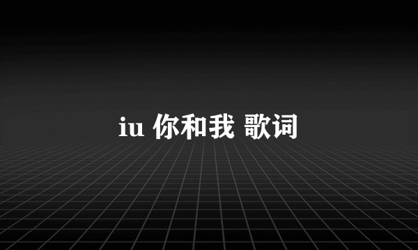 iu 你和我 歌词