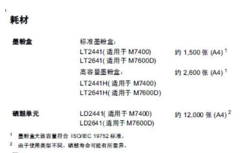 联想m7400打印机用什么型号墨粉盒