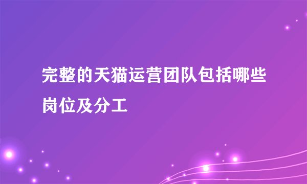 完整的天猫运营团队包括哪些岗位及分工