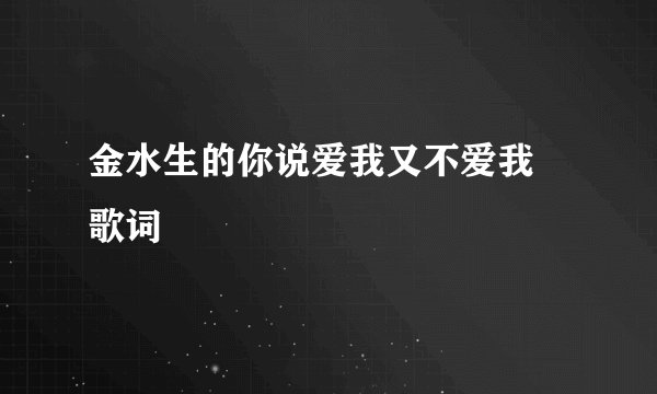 金水生的你说爱我又不爱我 歌词