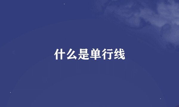 什么是单行线