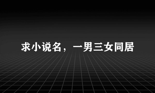 求小说名，一男三女同居