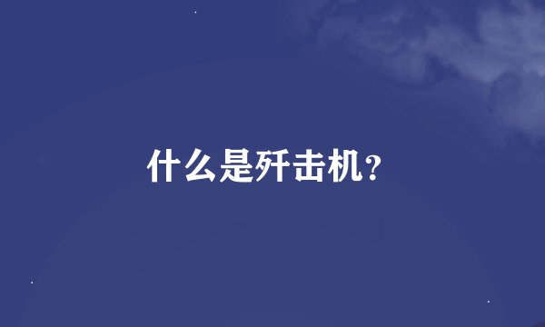 什么是歼击机？