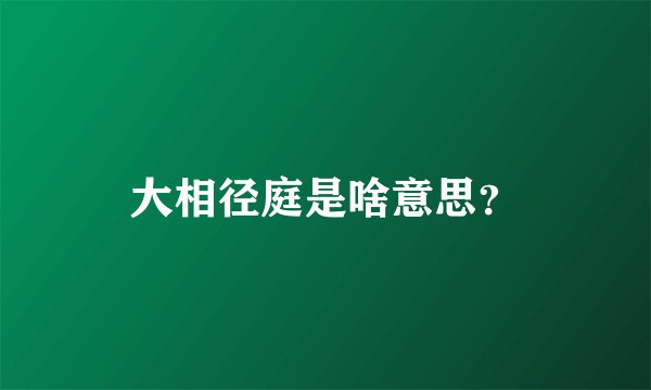 大相径庭是啥意思？