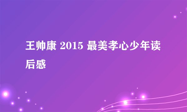 王帅康 2015 最美孝心少年读后感