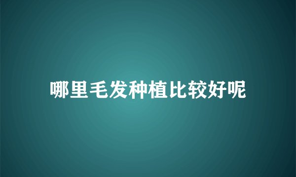 哪里毛发种植比较好呢